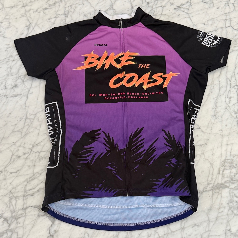 Women’s Sz L Primal Purple and Black Bike the Coast Jersey